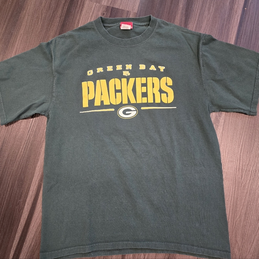 VINTAGE GREEN BAY PACKERS T-Shirt, Dark Green, Size Large